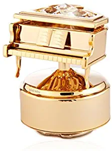 Grand Piano 24k Gold Plated Swarovski Crystal Rotating Musical Figurine