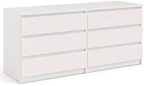 Atlin Designs Modern Danish 6 Drawer Double Wide Dresser in White Ash Wood Grain