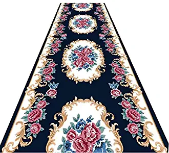 ZAQI Black Floral Hallway Runner - Runner Washable Braided Mat for Porch/Kitchen/Entryway/Laundry Room/Bathroom, 250/350/450/500 cm Long (Size : 80×250cm)