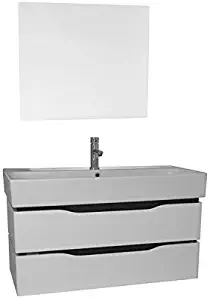 Nameeks VN-W49 Venice Wall Mounted Bathroom Vanity Set with Vanity Mirror Included, 40", White