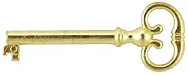 Brass Plated Hollow Barrel Skeleton Key for Cabinet Doors, Dresser Drawers, Grandfather Clocks - Antique, Vintage, Old Furniture | KY-7B