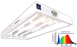 Active Grow T5 LED Grow Light Fixture for Indoor Gardens, Hydroponics & Vertical Racks - Contains (4) 12W T5 HO 2FT LED Tubes - Sun White Full Spectrum (High CRI 95) - UL Listed