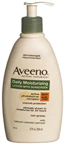 Aveeno Active Naturals Daily Moisturizing Lotion with SPF-15, 12-Ounce Pump Bottles (Pack of 3)