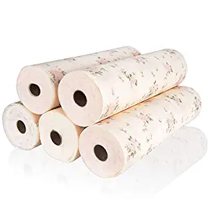 Kuke Shelf Liner Paper Beautiful Rose Pattern Non-Adhesive Contact Liner for Cabinets, Kitchen Shelves, Drawers 5 Rolls (L)