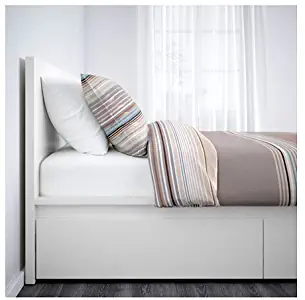 Ikea Queen size High bed frame/4 storage boxes, white, Lönset 22386.82914.161822386.82914.1618