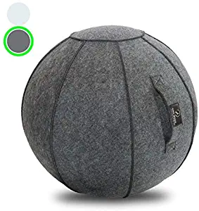 Sitting Ball Chair with Handle for Home, Office, Pilates, Yoga, Stability and Fitness - Includes Exercise Ball with Pump