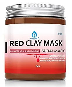 Pursonic Facial Mask Collection of Black Charcoal, Red Clay & Honey Mask, Sourced From All Over The World For A Clean And Healthy Face, 8OZ(RED CLAY)