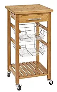 SpaceMaster Corner Housewares Bamboo Kitchen Cart with Storage, One Size