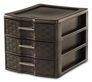 STERILITE Medium 3-Drawer Weave Unit, Espresso