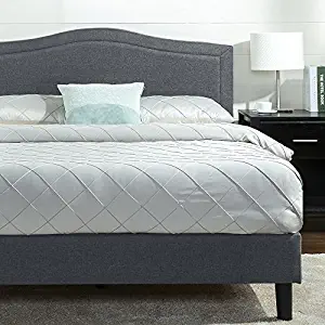 Zinus Anne Upholstered Detail Stitched Scalloped Platform Bed / Mattress Foundation / Easy Assembly / Strong Wood Slat Support, Queen