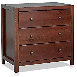 MUSEHOMEINC Wood with 3-Drawer Dresser,Storage Night Stand,Round Metal knobs,Espresso Finish