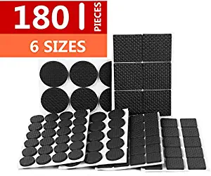 Premium Furniture Pads 180 Pack - Self Adhesive Anti Scratch Heavy Duty Thick Floor Protectors for Chair Legs Feet,Hardwood Tile Wood Floors & Laminate Flooring,Wood Floor,Suitable for All Furniture