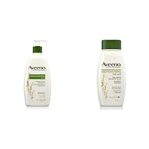 Aveeno Daily Moisturizing Lotion For Dry Skin, 18 Fl. Oz and Daily Moisturizing Body Wash, 18 Fl. Oz