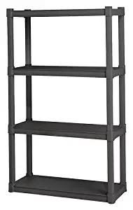 STERILITE 4 Shelf Durable Solid Surface Shelving Unit, Flat Grey