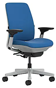 Steelcase Amia Chair with Platinum Base & Standard Carpet Casters, Blue