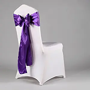 Set of 10 Chair Decorative Satin Sashes Bow Designed for Wedding Events Banquet Home Kitchen Decoration (Dark Purple)