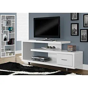 Monarch Specialties White with 1 Drawer TV Stand, 60"