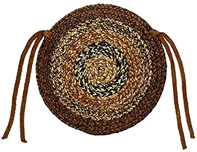 IHF Home Decor Round Chair Cover Pads Braided Rug 15 Inch Cappuccino Design Jute Natural Fiber - Set of 4