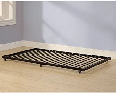 Twin Roll-out Trundle Bed Frame, Black Finish, Fits Under Almost Any Bed