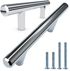 Alpine Hardware | 10Pack ~ 3" (76mm) Hole Center | Polished Chrome Finish | Solid Steel Bar Handle Pull | Kitchen Cabinet Hardware/Dresser Drawer Handles