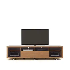 Manhattan Comfort Cabrini Modern 6 Shelf 2 Drawer Living Room TV Stand, 85.43", 85 Inches, Off White