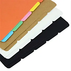 Chris-Wang 4Pack White/Black/Colored/Brown Tab Dividers Index Classified Lables Filler Project Sorter Pages for A6 6-Holes Ring Binders/Planner/Notebook