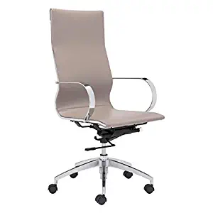 Zuo Glider Hi Back Office Chair, Taupe