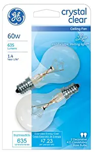 Ge Ceiling Fan Bulb 60 W 635 Lumens A15 Candelabra Clear Carded 2 Pack