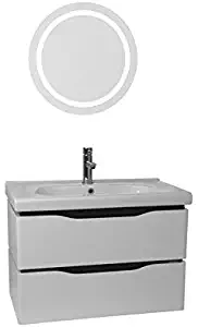 Nameeks VN-W32 Venice Wall Mounted Bathroom Vanity Set with Lighted Vanity Mirror Included, 32", White