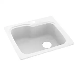 Swanstone KS02522SB.010 Solid Surface 1-Hole Dual Mount Single-Bowl Kitchen Sink 25-in L X 22-in H X 9-in H White