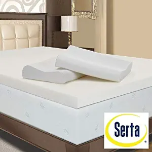 Serta 4-inch Memory Foam Mattress Topper with Contour Pillows (Queen)