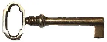 Hand Aged Brass Hollow Barrel Skeleton Key for Cabinet Doors, Dresser Drawers, Grandfather Clocks - Antique, Vintage, Old Furniture | KY-12HAB