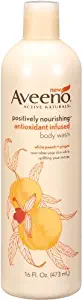 Aveeno Positively Nourishing Antioxidant Infused Body Wash with White Peach & Ginger, Lightly Scented Daily Nourishing Body Wash, 16 fl. oz (Pack of 2)