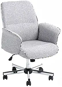 Homy Casa Home Office Chair Upholstered Desk Chair Fabric Executive Chair (Grey,Mid-Backrest)