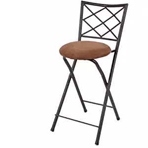 Yopih Diamond X-Back Folding 24" Counter Stool, Bronze with Beige Microfiber Cushion