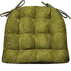 Barnett Products Dining Chair Pad with Ties - Microsuede Laurel Green Micro Fiber Ultra Suede - Size Standard - Reversible, Latex Foam Filled Cushion, Machine Washable