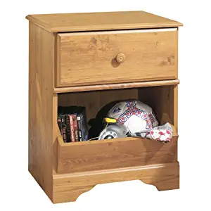 South Shore Little Treasures 1-Drawer Nightstand, Country Pine with Wooden Knob