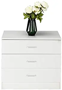 aAugust Tennyson 3 Drawers Dresser Wood Chest Cabinet for Closet to Storing Clothes,Cosmetic and All Kind Accessories - White
