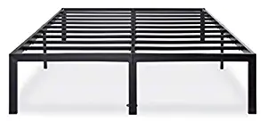 Olee Sleep 14 Inch Heavy Duty Steel Slat/ Anti-slip Support/ Easy Assembly/ Mattress Foundation/ Bed Frame/ Maximum Storage/ Noise Free/ No Box Spring Needed, Black (Renewed)