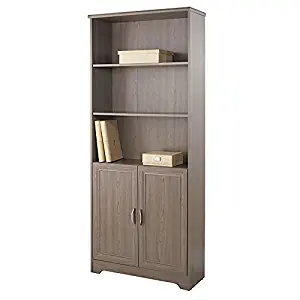 Realspace Magellan 72"H 5-Shelf Bookcase with Doors, Gray