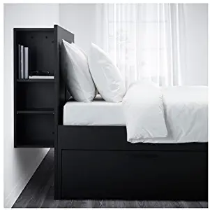 Ikea Full size Bed frame with storage & headboard, black, Luröy , 18386.82920.22