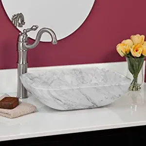 Signature Hardware 334820 17" Curved Rectangular Carrara Marble Vessel Bathroom Sink