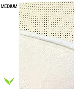 Pure Organic Latex Mattress Topper King Size 2" Inch Medium Firmness [GOLS Certified] Covered in Strong Premium Organic Cotton, Superior Pressure Relieving, Made in USA