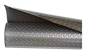 Resilia - Silver Plastic Floor Runner/Protector - Embossed Diamond Plate Pattern, (27 Inches Wide x 6 Feet Long)