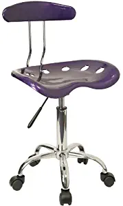 Flash Furniture Vibrant Violet and Chrome Swivel Task Chair with Tractor Seat