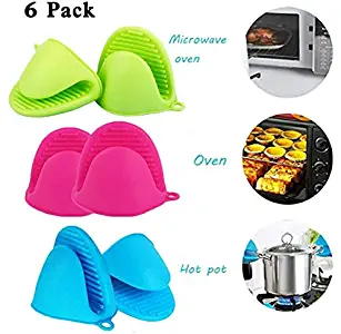 Scettar Mini Oven Mitt, Silicone Pot Holder Cooking Finger Protector Pinch Grips Heat Resistant for Kitchen Cooking & Baking (B)