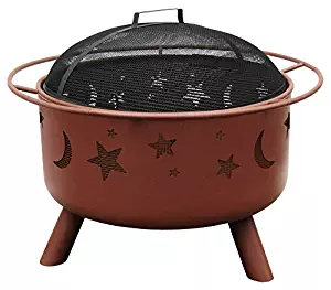 Landmann 28335 Big Sky Stars & Moons Fire Pit, Georgia Clay, 12.5-inches deep