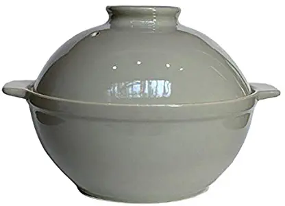 Sassafras Superstone Bread Dome with Grey Exterior Glaze and Glazed Interior for No-Knead Bread and Roasting Chicken, Meats and Vegetables