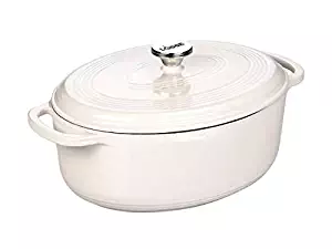 Lodge EC7OD13 Enameled Cast Iron Oval Dutch Oven, 7-Quart, Oyster White