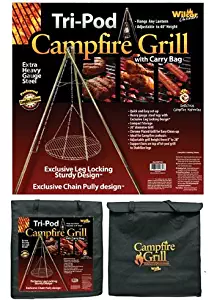 Wilcor Campfire Tri-Pod Grill (Adjustable Height & Quick Setup)